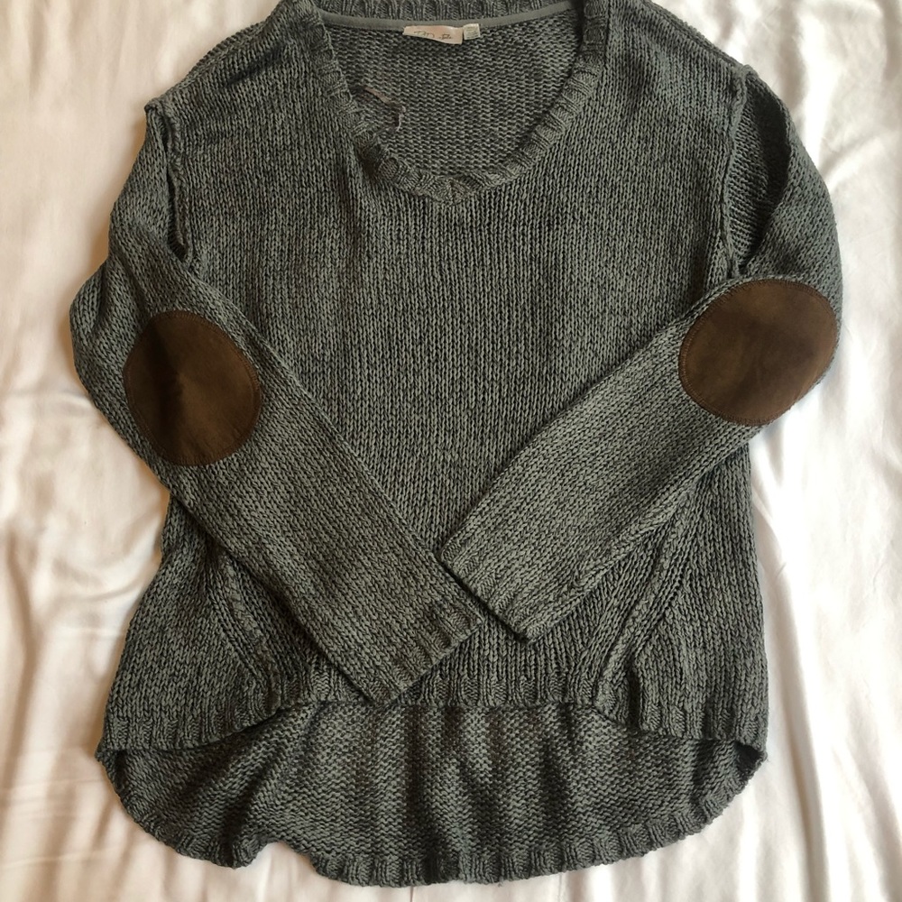 Gray sweater with elbow pads